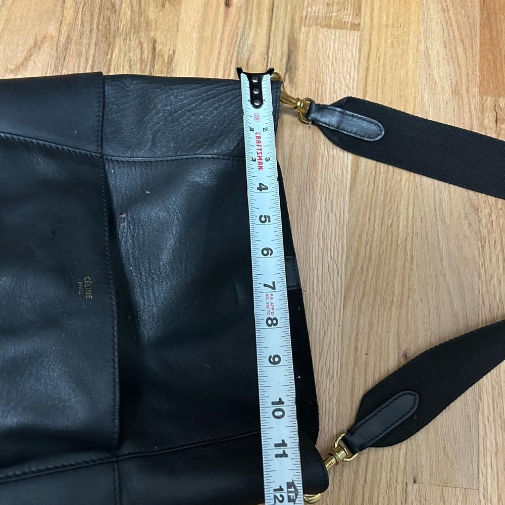 Celine Seau Sangle Medium Black Leather Shoulder Bag Phoebe Philo - Rehab - Picture 14 of 15